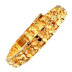 Nugget Link Wide Bracelet 14kt Gold
