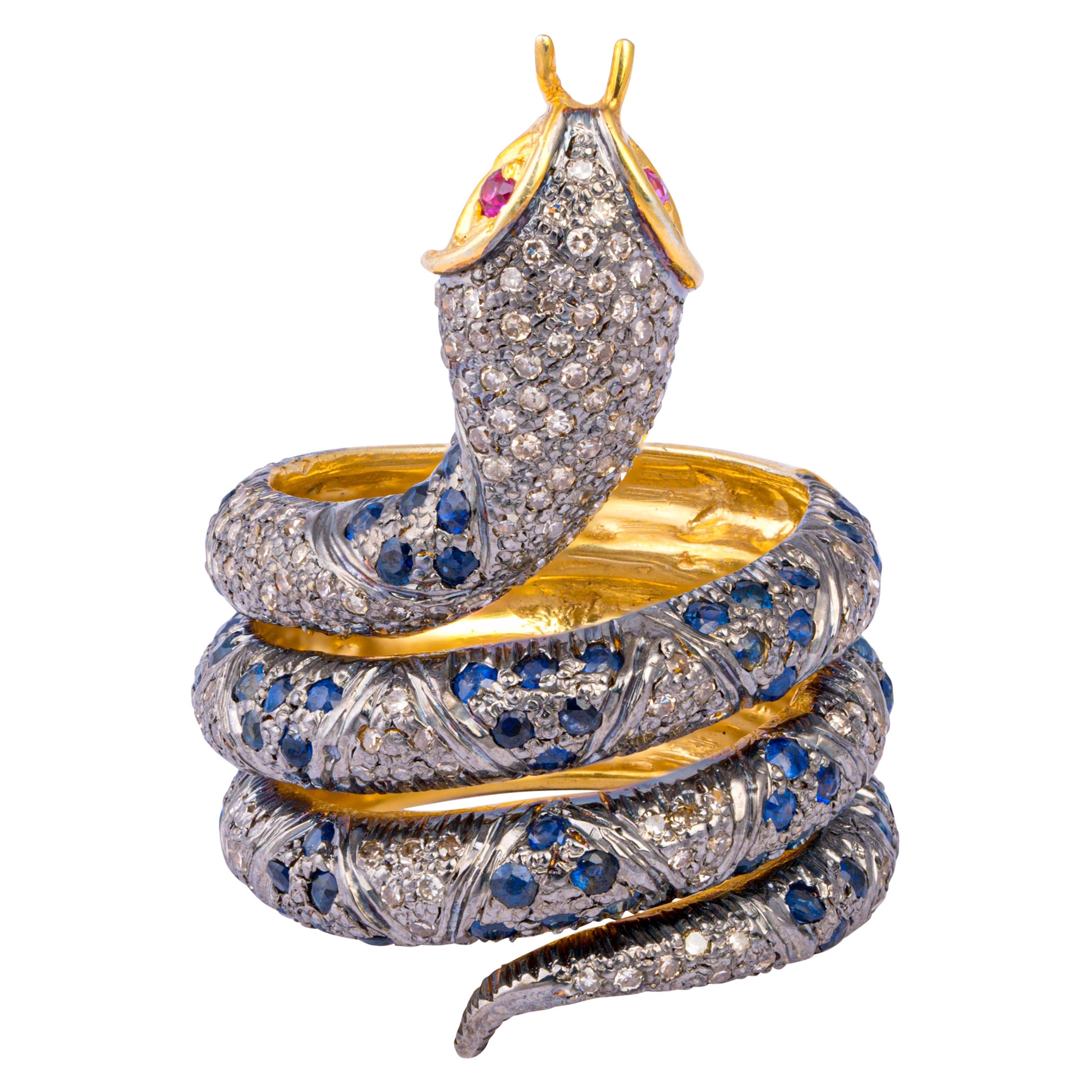 1.18cts Diamond and 925 Sterling Silver snake Ring