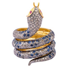 Diamond and 925 Sterling Silver snake Ring