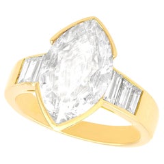 Vintage 3.93 Carat Diamond and Yellow Gold Solitaire Engagement Ring