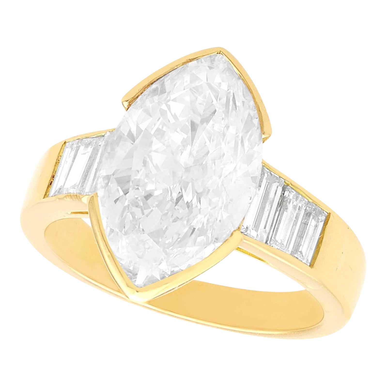 Verlobungsring, Vintage, 3,93 Karat Diamant und Gelbgold Solitär