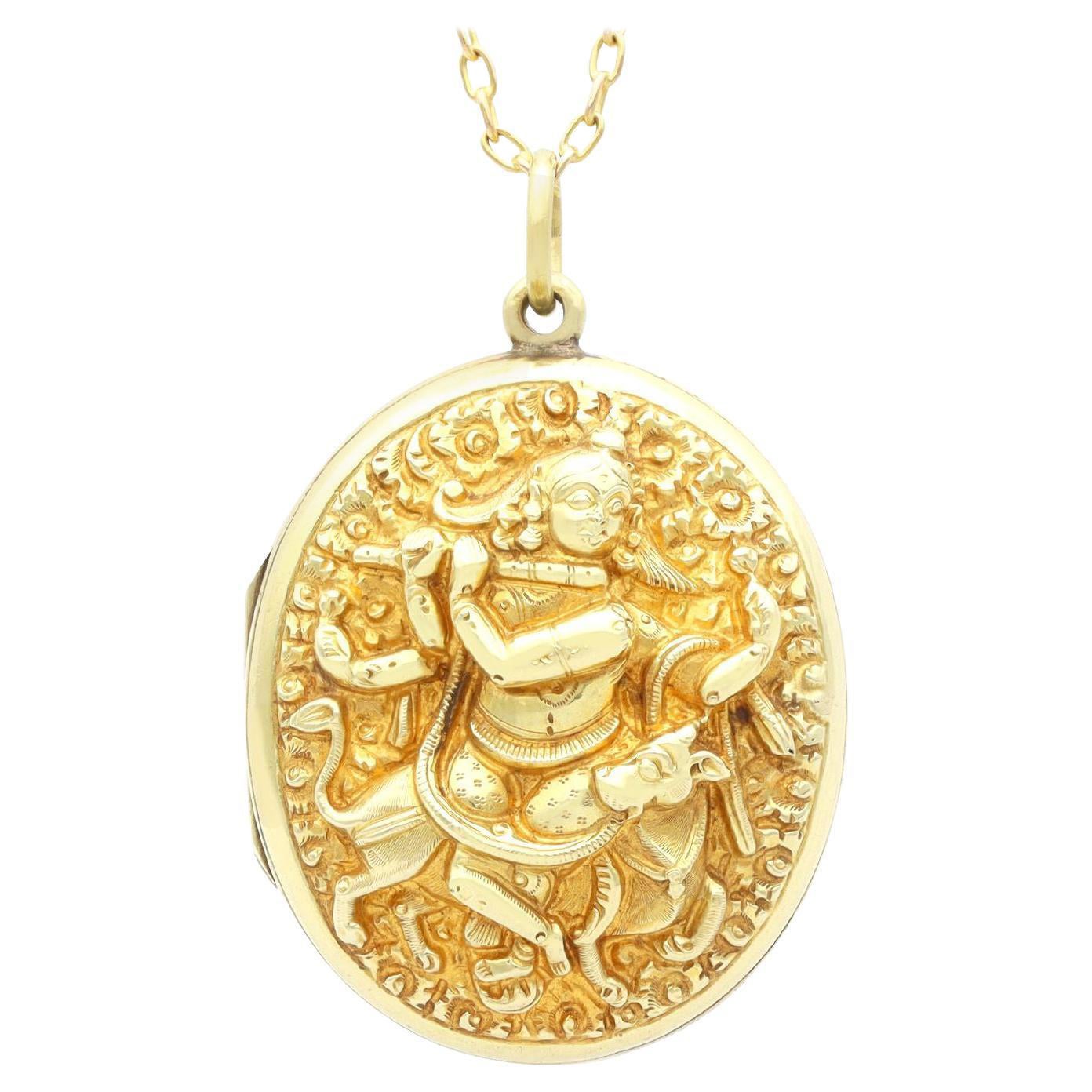 Antiker 14k Gelbgold Medaillon-Anhänger