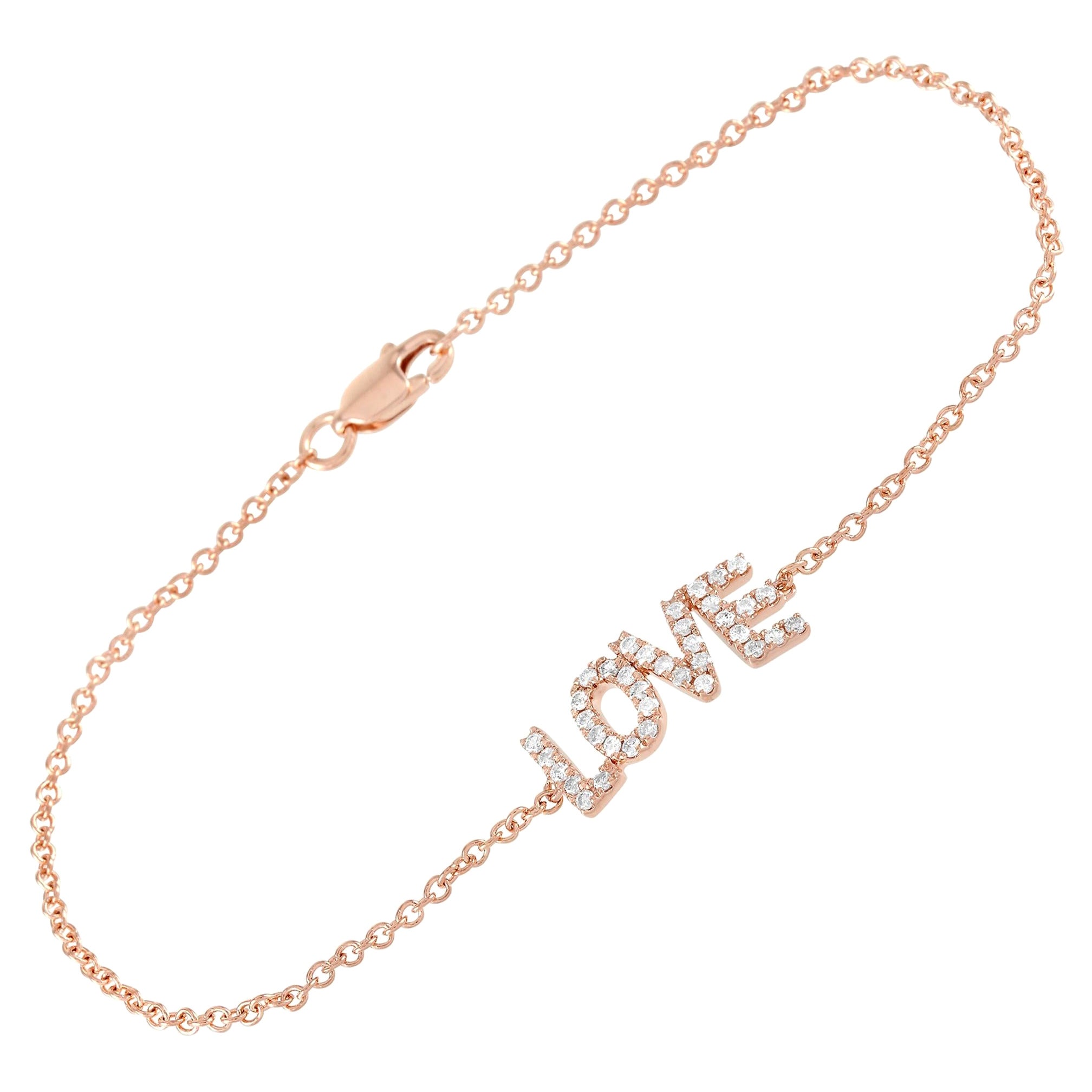 LB Exclusive Bracelet d'amour en or rose 14 carats avec diamants de 0,30 carat