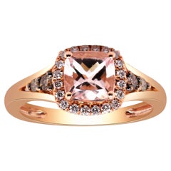 Vintage 0.82 Carat Morganite Cushion Cut Diamond Accents 10K Rose Gold Classic Ring