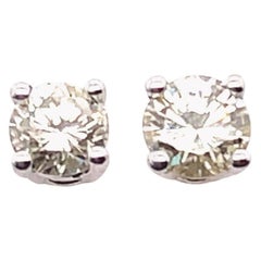 14 Karat White Gold Stud Diamond Earrings