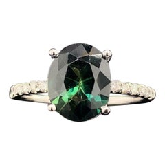 Sapphire Diamond Ring 14k White Gold 2.8 TCW Certified