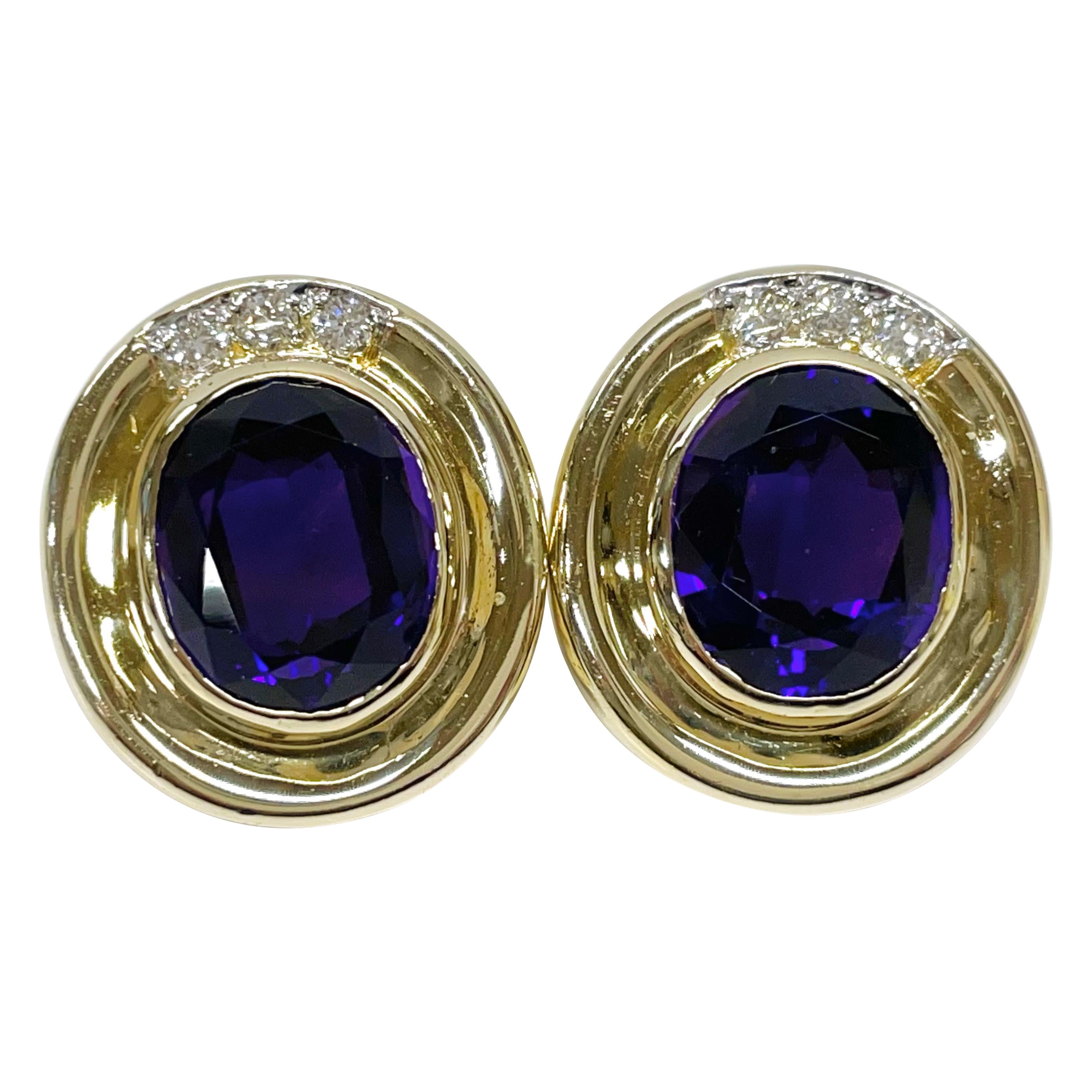 Amethyst Diamond Earrings For Sale
