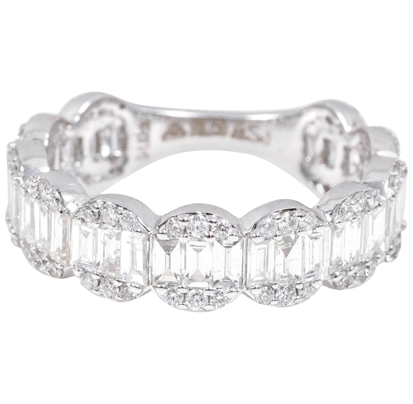 18 Karat White Gold 1.62 Carat Diamond "Invisible-Set" Eternity Band Ring For Sale