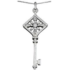Tiffany & Co. Kaleidoscope Diamond Platinum Key Pendant Necklace