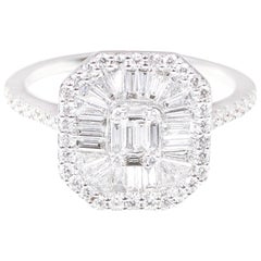 Bague de fiançailles de style solitaire en or blanc 18 carats sertie d'un diamant de 1,00 carat