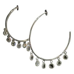 PANIM Diamond Rosecut 18k White Gold Hoop Earrings