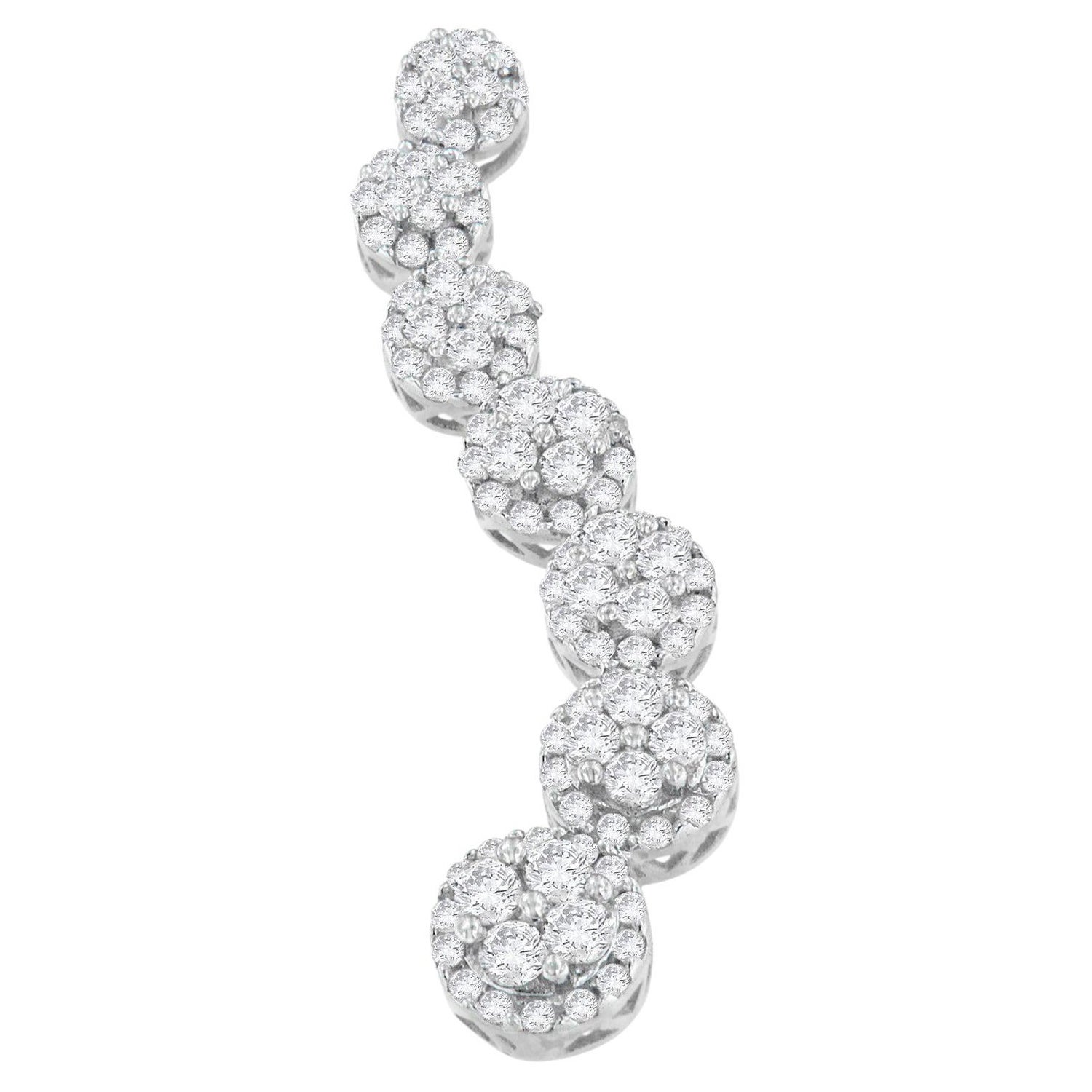 10K White Gold 1.0 Carat Round Cut Diamond Journey Circle Pendant Necklace For Sale