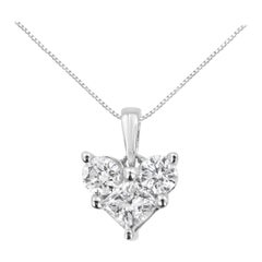 10K White Gold 1/2 Carat Diamond Heart Shape Pendant Necklace