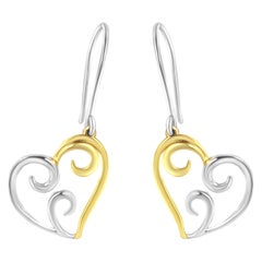 Pendants d'oreilles en forme de cœur en or jaune 10 carats