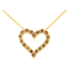 Yellow Sterling Silver 1.00 Carat Champagne Diamond Pendant Necklace