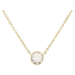 10K Yellow Gold 1.0 Carat Diamond Modern Bezel-Set Adjustable Pendant Necklace