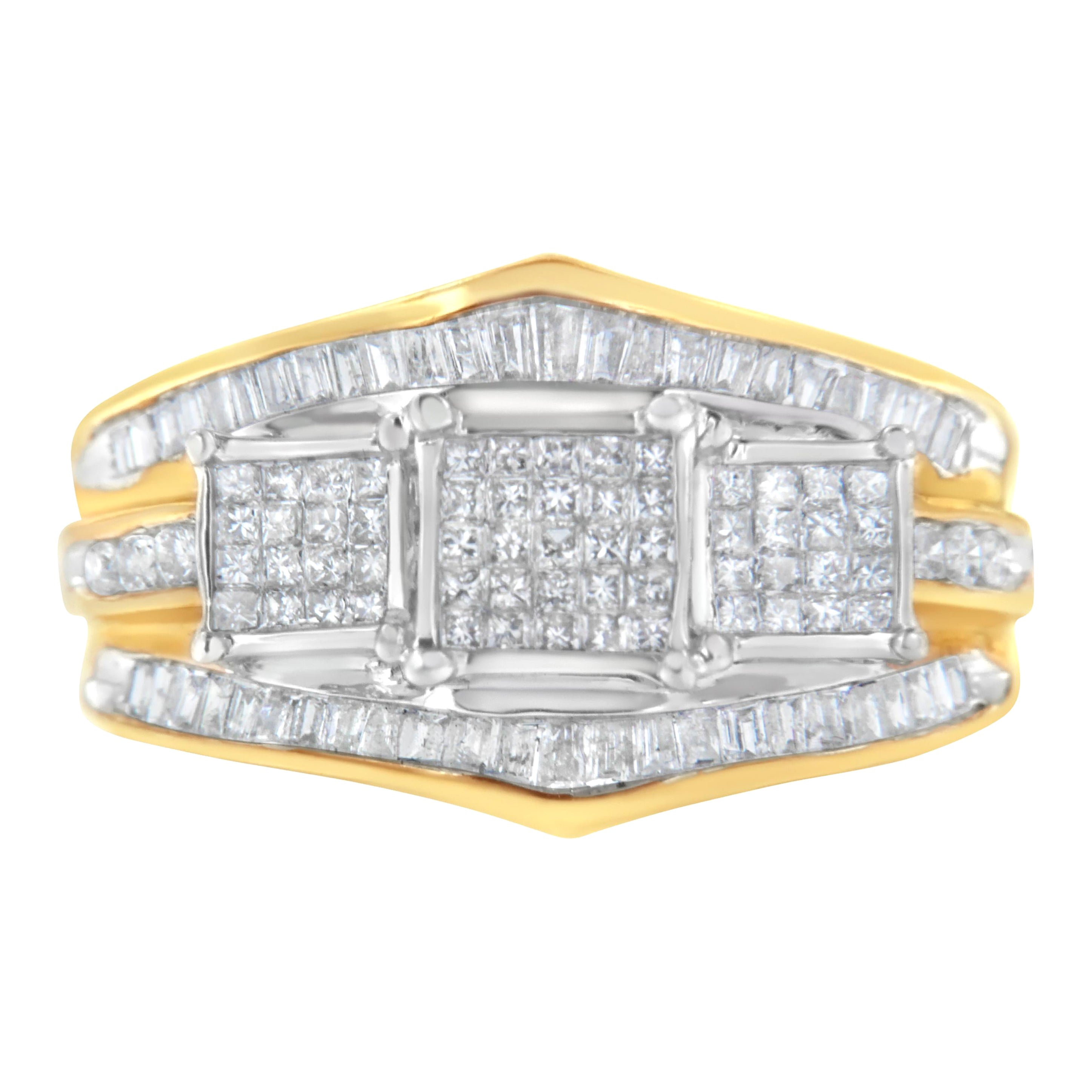 Bague en or bicolore 10 carats avec diamants de 1,0 carat en vente