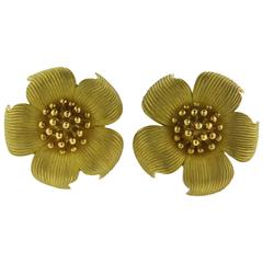 Tiffany & Co. Classic Gold Wild Rose Flower Earrings