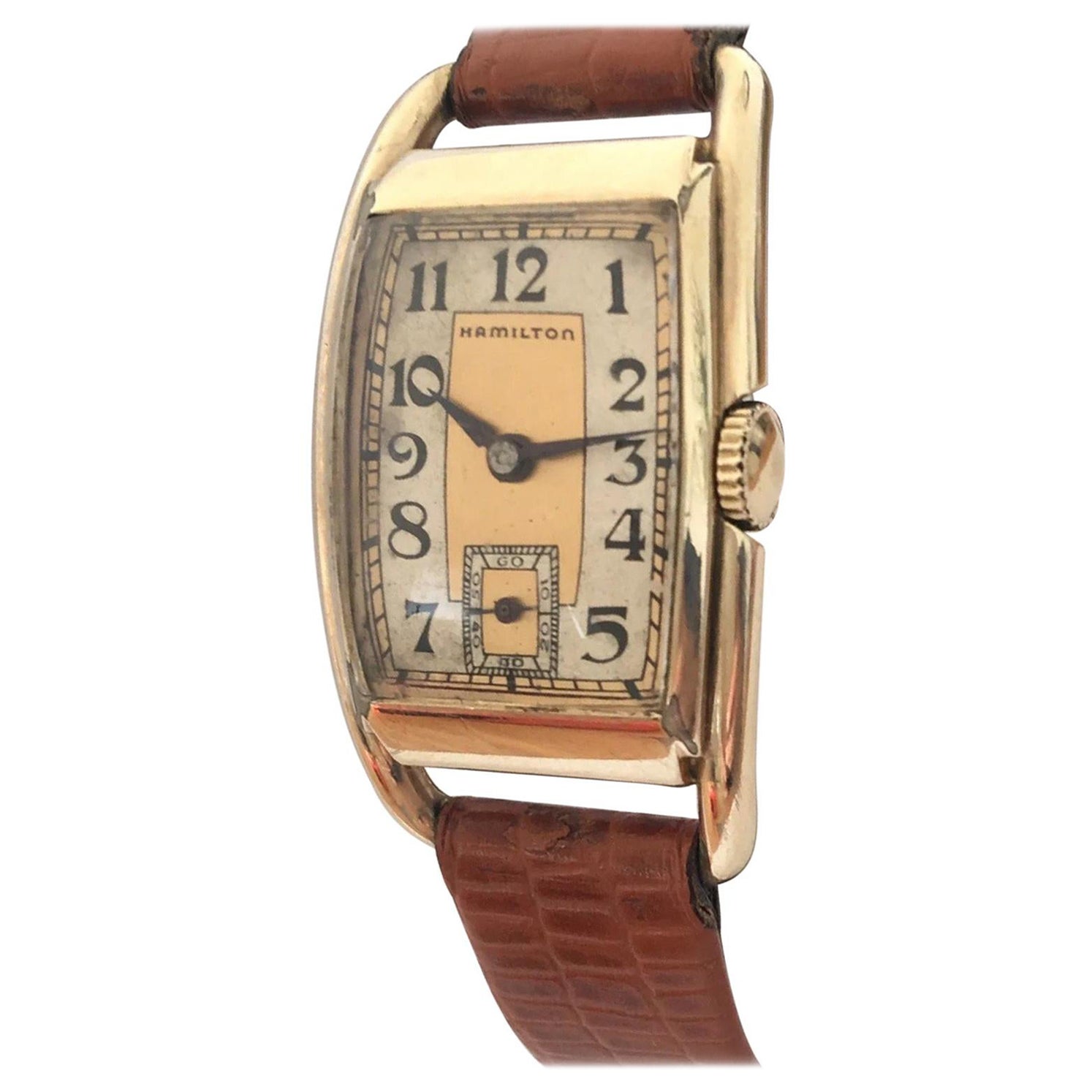 Hand-Winding 14 Karat Gold Filled 1950s Vintage Hamilton Wristwatch For Sale