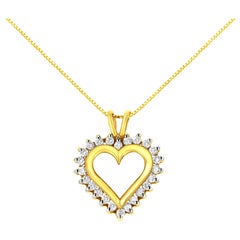 10K Yellow Gold 1/2 Carat Diamond Open Heart Pendant
