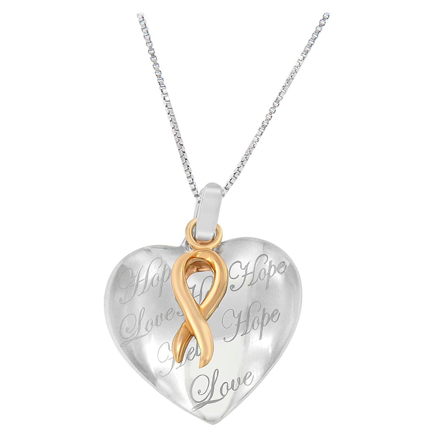 10k Gold Over Silver Heart Pendant Necklace For Sale