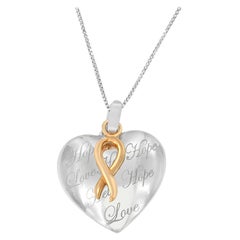 Collier pendentif en forme de cœur en or 10 carats sur argent
