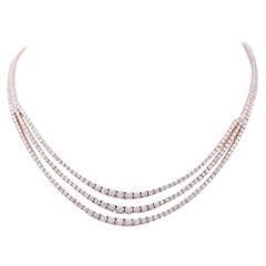 19.98 Karat Diamanten, Tennis-Halskette aus 18 Karat Roségold