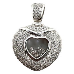 3.00 CTW Diamond Heart 18 Karat White Gold Pendant Floating Diamonds