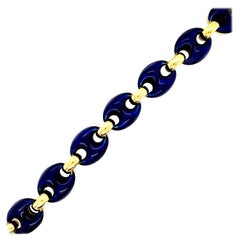 Giovanni Marchisio Gucci Bracelet manchette émaillé bleu cobalt 18 carats