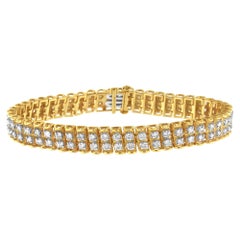 14K Gold Plated Sterling Silver 4.00 Carat Diamond Tennis Link Bracelet