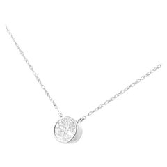 AGS Certified 10K White Gold 1/5 Carat Diamond Adjustable Pendant Necklace