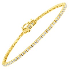 Bracelet de tennis classique en argent sterling plaqué or jaune 14K et diamant de 2,0 carats