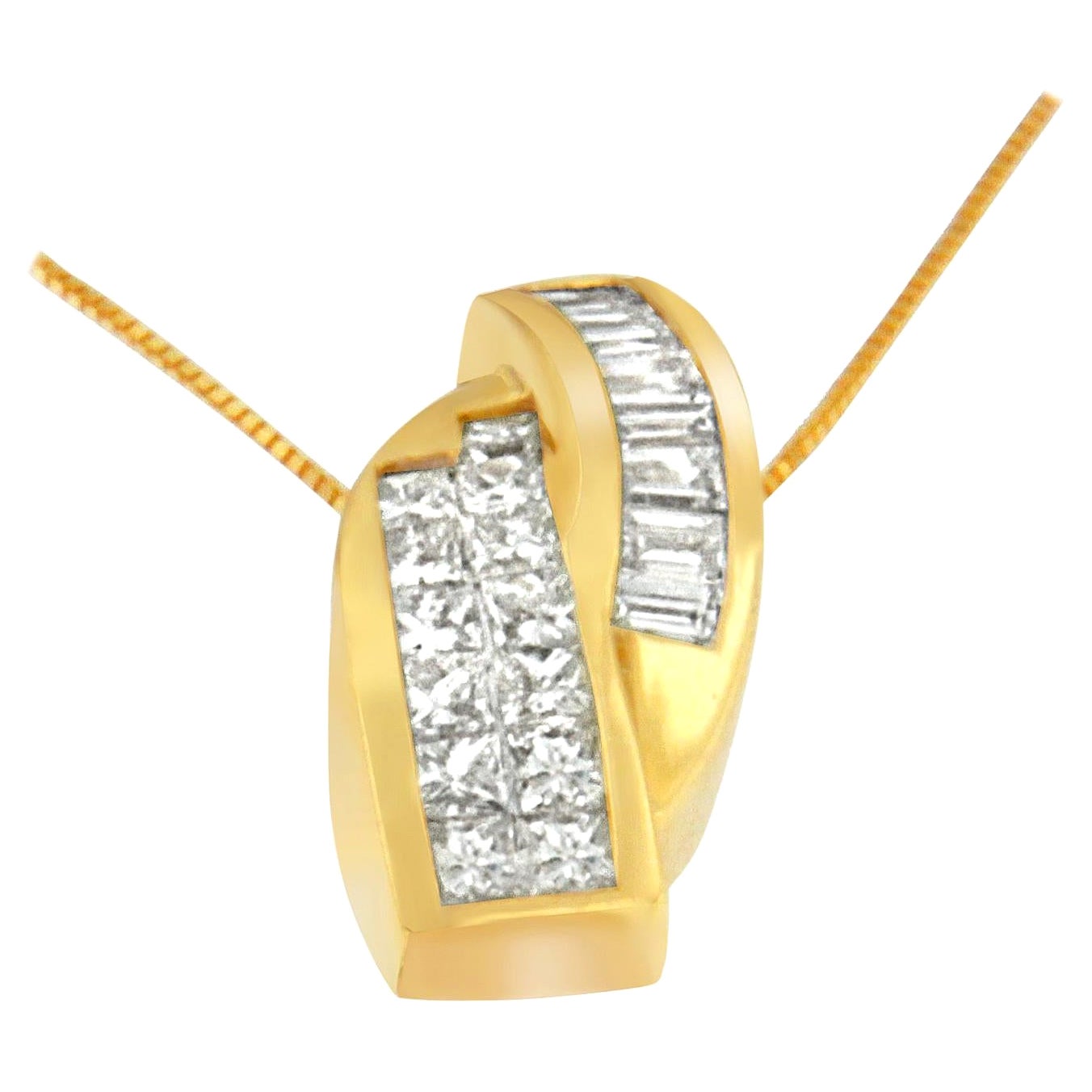 Diamond Curved Nail Yellow Gold Pendant Necklace at 1stDibs