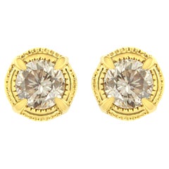 14K Yellow Gold Plated .925 Sterling Silver 1.0 Carat Diamond Stud Earring