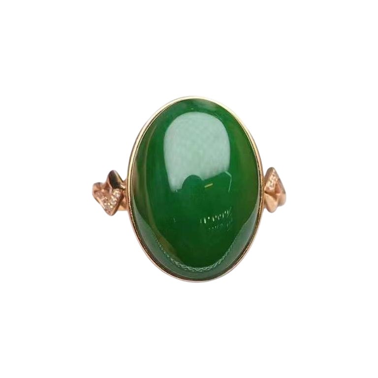 Jade Ring 18 Karat  Rose Gold Ring  For Sale