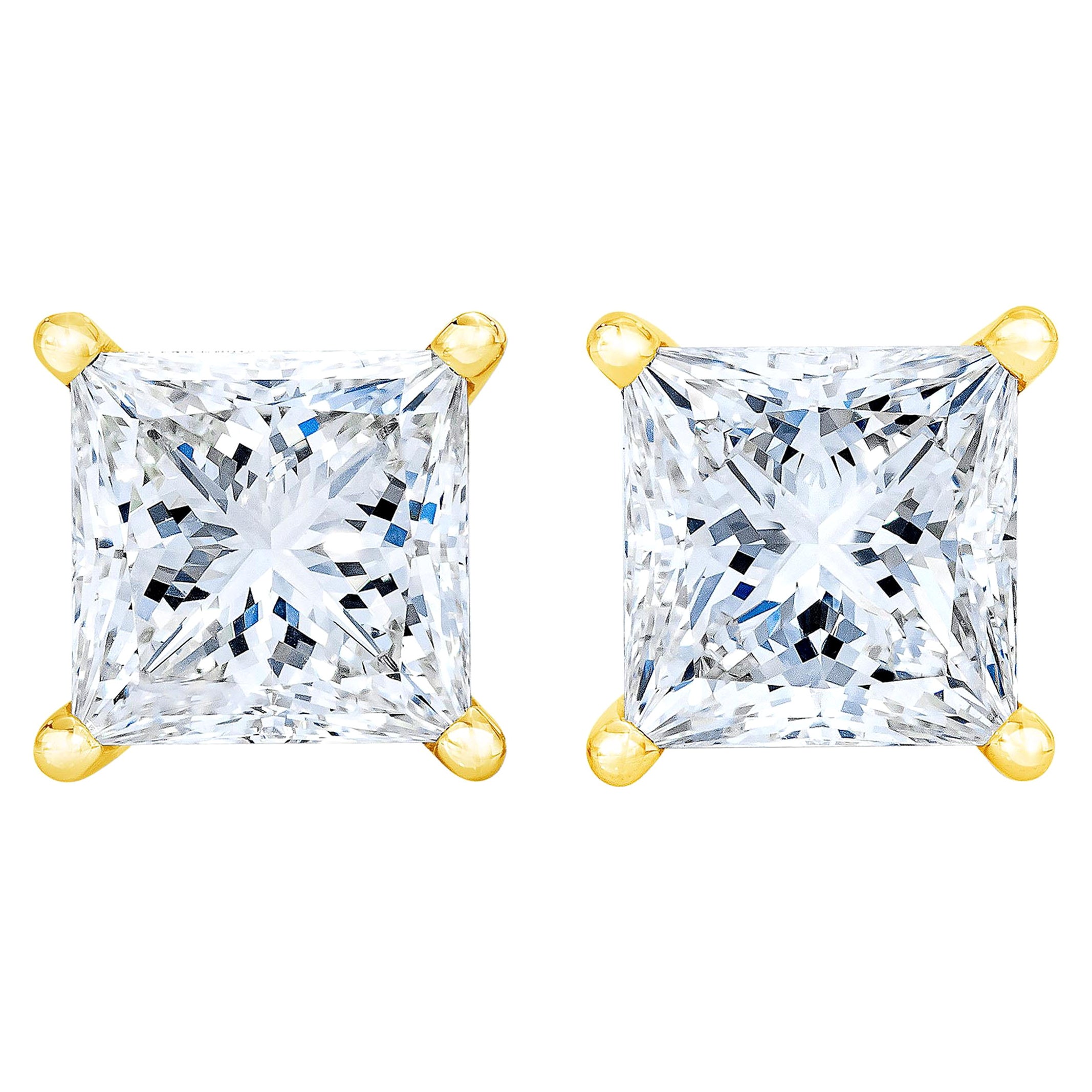 AGS Certified 14k Yellow Gold 1/2 Carat Solitaire Diamond Stud Earrings