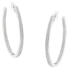 10K White Gold 1.00 Carat Diamond Inside-Out Hoop Earrings