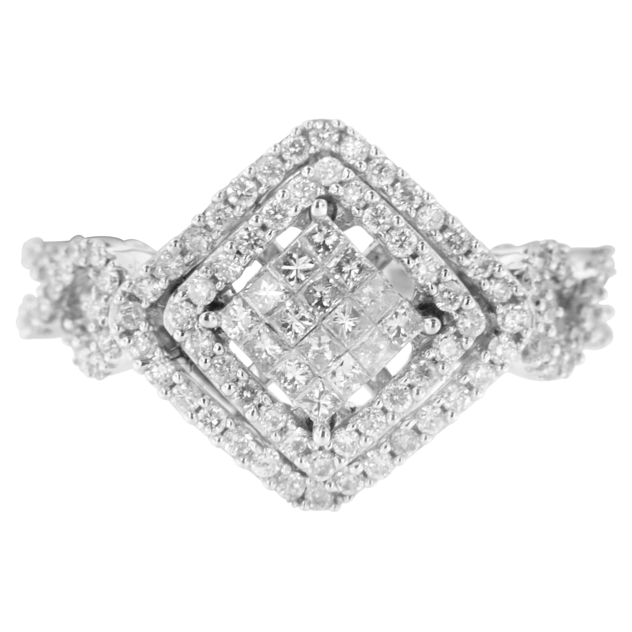 14K White Gold 1.0 Carat Diamond Composite Ring For Sale