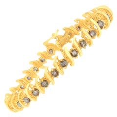 14K Yellow Gold 6.0 Carat Round Cut Diamond 'S' Bracelet