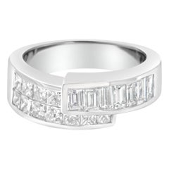 Anneau de bague bypass en or blanc 14 carats avec diamants de 2,0 carats