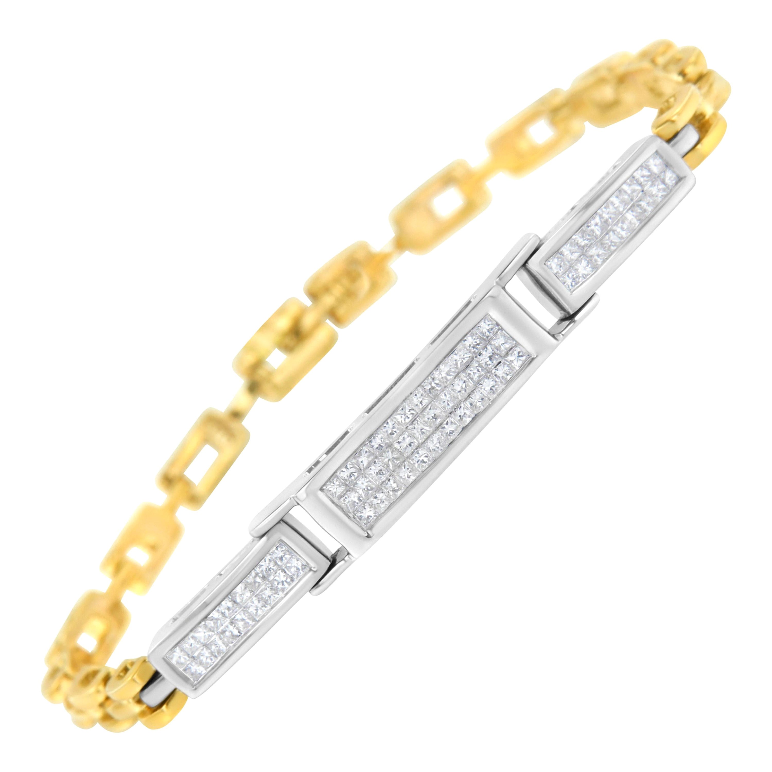 14k Yellow and White Gold 1.0 Carat Diamond Tennis Bracelet For Sale