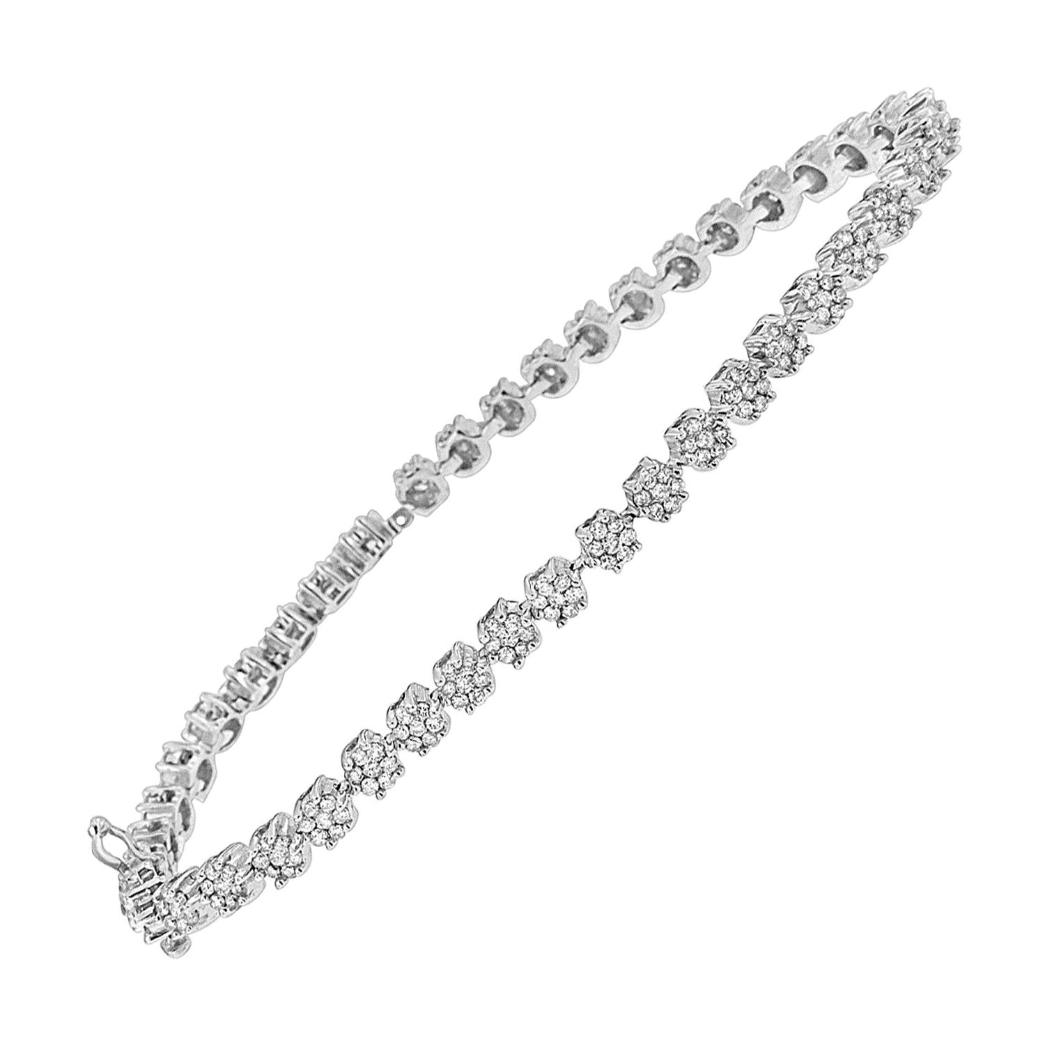 14K White Gold 2.0 Carat Round Diamond Bracelet For Sale