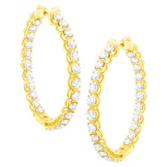 Yellow Gold Plated Sterling Silver 7.0 Carat Diamond Inside Out Hoop Earrings