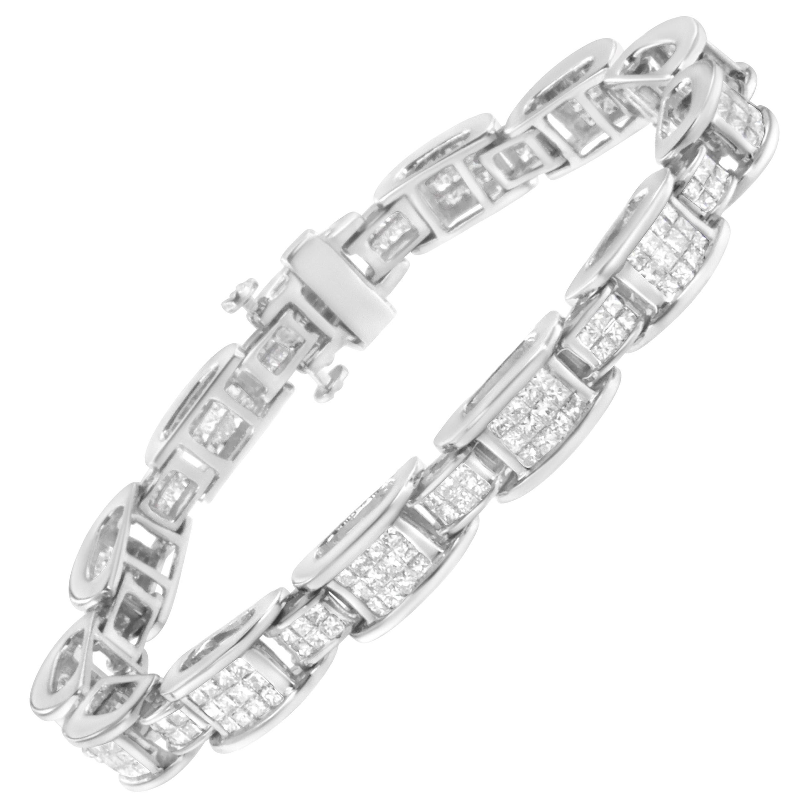 Estate $5000 14K Two Tone Gold Double Row Chanel Set Diamond Bracelet