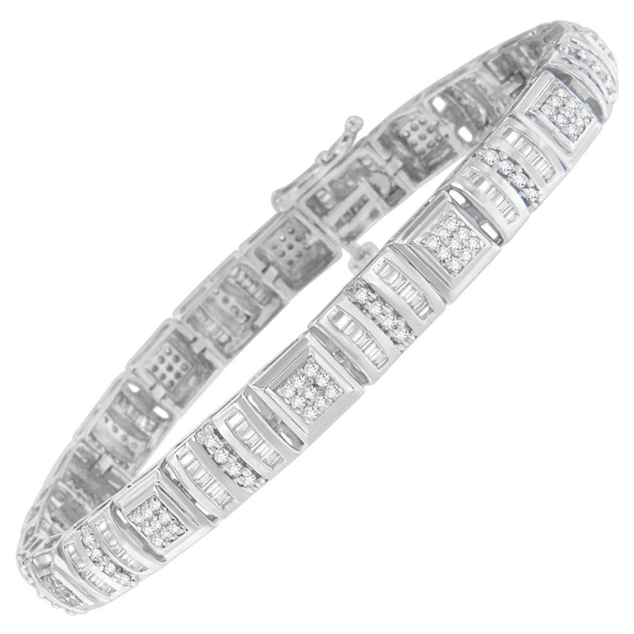 10K White Gold 2.0 Carat Diamond Link Bracelet For Sale