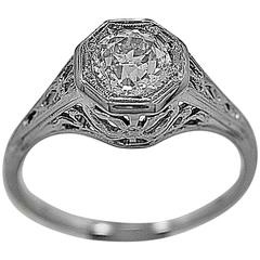 Engagement Ring .95 Carat Diamond Gold Ring