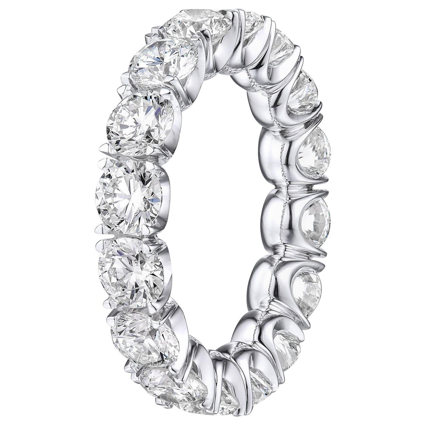 4.40 Carat Brilliant Round Diamond Wedding Eternity Band Set in White Gold For Sale