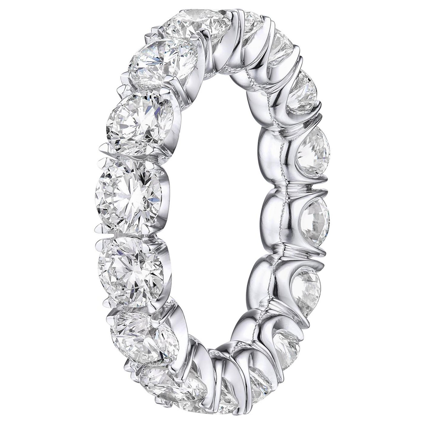 4,40 Karat Brillant Rund Diamant Hochzeit Eternity Band Set in Weißgold