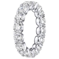 Alliance de mariage en or blanc avec diamant rond brillant de 4,40 carats