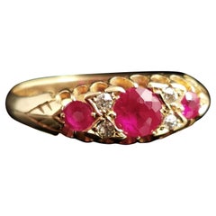 Antique Ruby and Diamond Ring, 18k Yellow Gold, Edwardian
